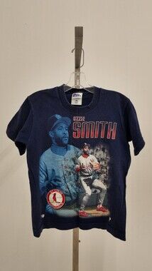 Vintage Ozzie Smith St. Louis Cardinals Player Stat T-Shirt – Navy (Size 10/12)